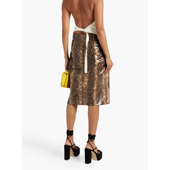GANNI Snake Print Leather Midi Skirt - NWT - Picture 2 of 4